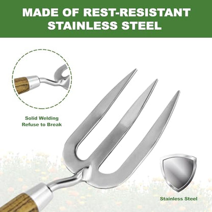Haliaeetus Garden Hand Fork, 12.3'' Hand Weeding Fork with Sharp Tine