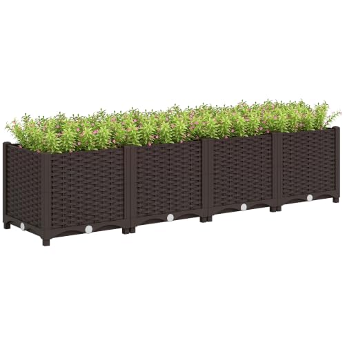 Outsunny 5 x 1 x 1 ft Raised Garden Bed, Indoor Outdoor Planter Box, Brown - color: Brown, size: 60 in x 12 in x 12 in