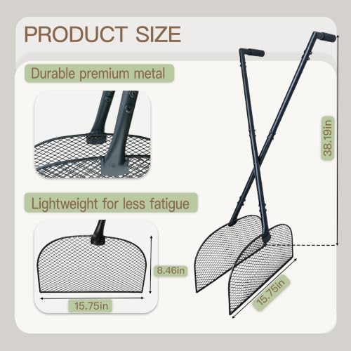 Leaf Grabber Rake with Ergonomic Angled Handle Long Handle Leaf Picker Upper Lightweight Metal Leaf Collector Reacher Grabber Tool for Yard Cleanup No Bending Over Lawn Garden