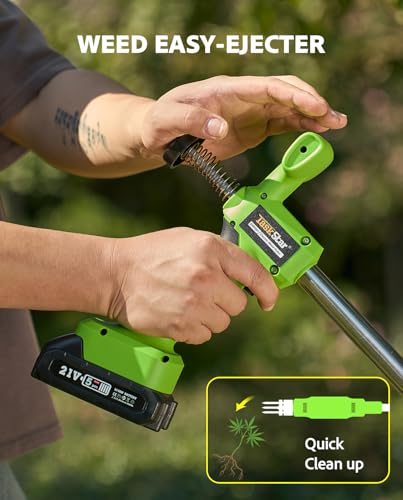TaskStar Electric Weed Puller Tool: 21V Battery Powered w/ 2pcs 2000mAh, Heavy Duty 3-Claw Steel Root Weeder Stand-Up Remover Picker Grabber Popper, for Dandelion Lawn Garden Yard EWP001