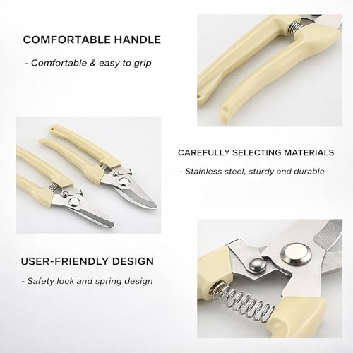 Pruning Shears,Ahoooot 2Pcs Pruning Shears for Gardening,Professional Garden Shears for Flowers, Bonsai and Fruits Picking (1pc Straight & 1pc Curved)