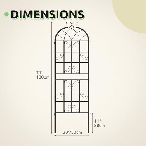 4-Pack 71" Black Metal Garden Trellises with Butterfly Design - color: 4 Pack 71"- Butterfly Scrollwork