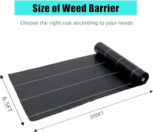 6.5ft x 300ft & 3oz Premium Garden Weed Barrier Landscape Fabric, Durable & Heavy-Duty Weed Block Gardening Mat, Easy Setup & Superior Weed Control, Eco-Friendly & Convenient Design - size: 6.5 * 300ft & 3oz