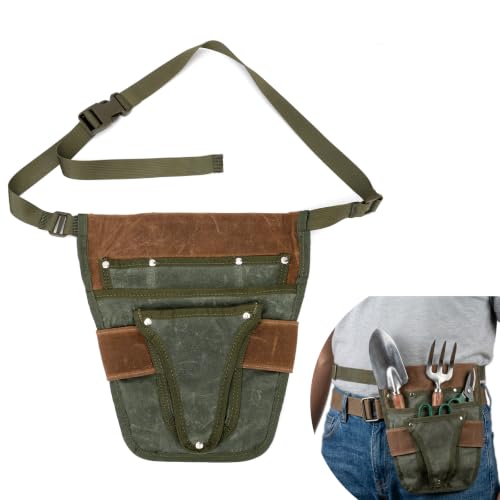 NQEUEPN Gardening Tool Pouch for Waist with 5 Pockets, Canvas Tool Belt