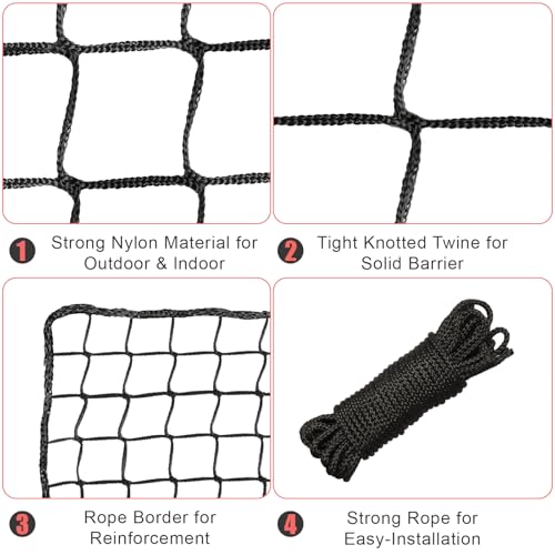 Storgem Baseball Softball Backstop Net, Heavy Duty Sports Barrier Netting - size: 10x20ft