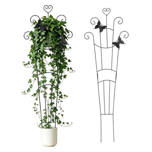 2 Pack 33 Inch Trellis for Climbing Plants Indoor, Rustproof Garden Metal Trellis for Potted Plants Outdoor, Sturdy and Durable Plant Support for Climbing Plants Such as Ivy, Monstera and Pothos - size: 33in