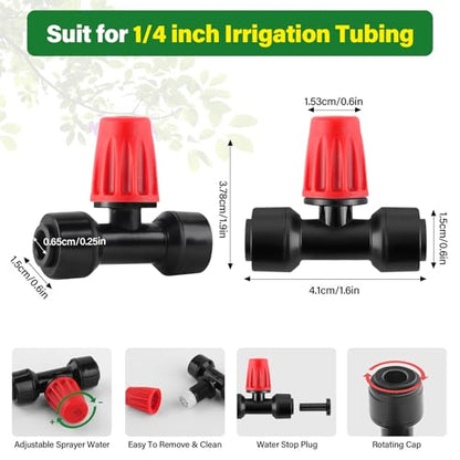 Kalolary 30Pcs Push-to-Fit Drip Irrigation Spray Emitters for 1/4" Tubing - size: 1/4” Push-to-Connect Tee- Misting- 30P Red