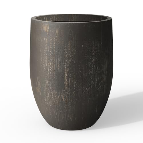 Kante Large Round Bullet Vintage BRN Concrete Planter 21.7" Tall, Outdoor - color: Antique Bronze