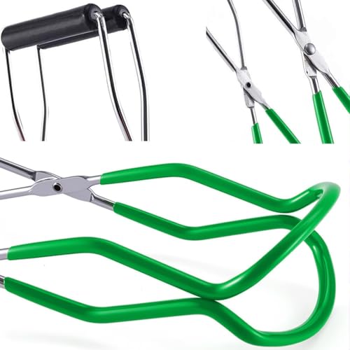 Canning Jar Lifter Tongs - Stainless Steel Jar Lifter with Rubber Grips - color: Green