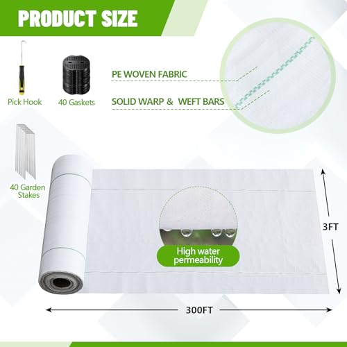 SmoothNovelty 3.2 oz 3 x 300 ft White Landscape Fabric Weed Barrier - size: 3.2 oz 3 x 300 ft