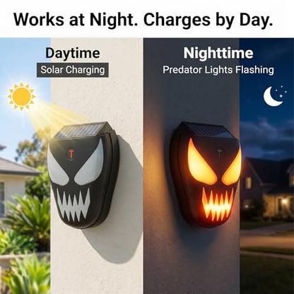 4 Pack Solar Nocturnal Animal Repeller with Predator Lights, Waterproof Coyote Deterrent Devices for Raccoon, Skunk, Opossum & Deer, Fox Repellent for Yard, Farm, Chicken Coop, Garden