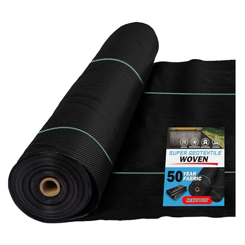 Super Geotextile Woven Geotextile Fabric for Driveway and Road Stabilization, Construction Underlayment, Erosion Control, Commercial Grade 50 Year for Gravel Roads and Pavers (17.5x60) Ships Folded - size: 17.5' x 60'