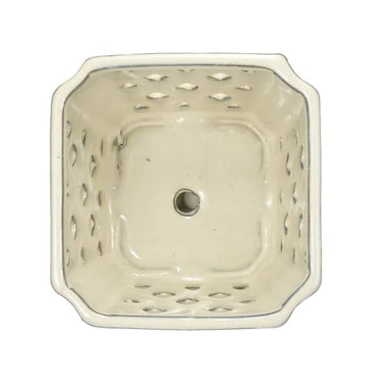 W&W Orchid Pot with Holes and Saucer for Repotting and Better Grow, Cream White, 7" - color: Cream White