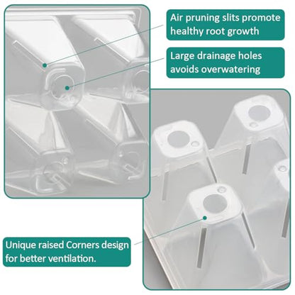 RooTrimmer 80 Pack Reusable 4-Cell Clear Seed Starter Trays - Extra Large Drainage Holes, Easy Transplant, Clear Transparent Tray for Root Observation, Seed Starting, Fits Standard 1020 Flats - color: Clear, size: 4 Cells-80P