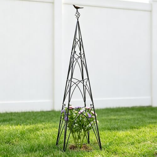 48" Obelisk Trellis for Climbing Plants - Metal Garden Support - size: 48" x 12"
