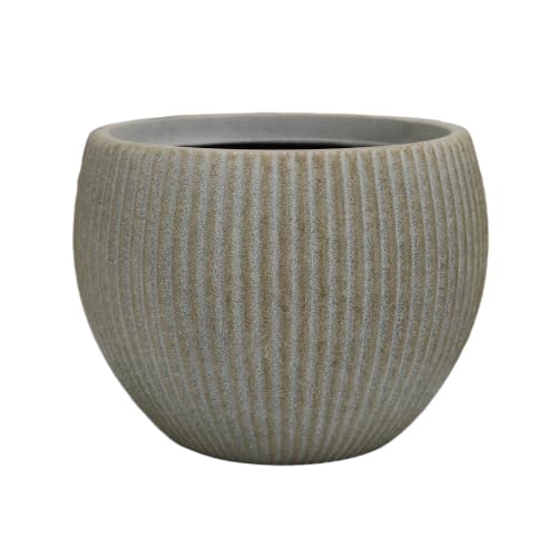10.2"Dia x 7.8"H Modern Ribbed Plastic Planter Pot with Drainage - color: Vintage Sandstone-10.2"d X 7.8"h