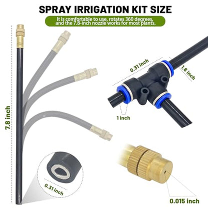 Thiswing 360° Adjustable Drip Irrigation System with 16 Nozzles - size: 50FT
