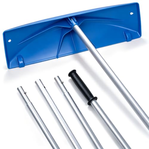 Outvita 18.4FT Snow Roof Rake, 24 in PP Plastic Blade with Wheels, Blue - color: Blue, size: 18.4FT