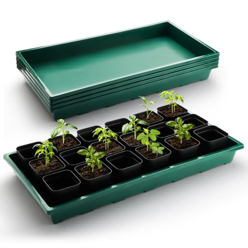 RooTrimmer 1020 Nursery Pots Trays 5 Pack, Plastic Flat Seed Starter Trays, Durable Seedling Potting Tray for Carrying and Holding Planting Pot (Green) - color: Green, size: TP1020-5P