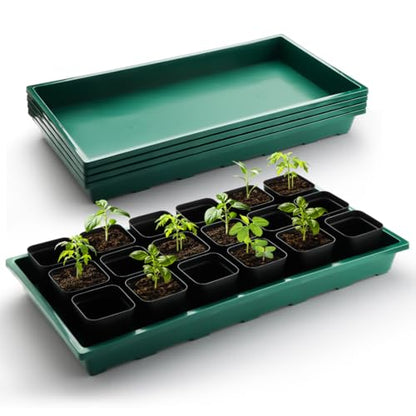 RooTrimmer 1020 Nursery Pots Trays 5 Pack, Plastic Flat Seed Starter Trays, Durable Seedling Potting Tray for Carrying and Holding Planting Pot (Green) - color: Green, size: TP1020-5P