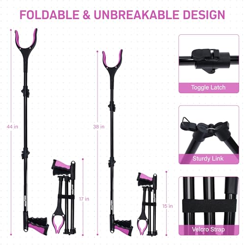 38" & 44" Extra Long Grabber Reacher Tool – 2 Pack Foldable Reacher Grabber Pickup Tools with 360° Rotating Jaw for Seniors, Hard-to-Reach Areas, Ergonomic Grip & Lightweight Design（Pink） - color: Pink