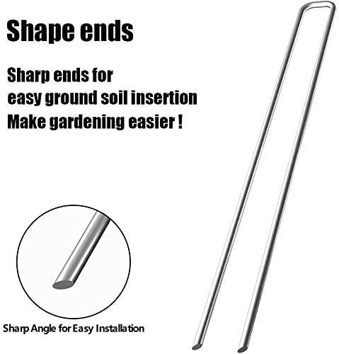 6'' 9 Gauge Heavy Duty Garden Landscape Staples, 125 Pack Anti-Rust Galvanized Garden Stakes, U-Shaped Lawn Sod pins for Anchoring Weed Barrier and Landscape Fabric, Netting - size: 6 INCH