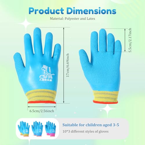 30 Pairs Gardening Gloves for Age(3-5),3 Colors Toddler Yard Gloves