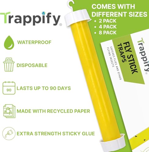 Trappify Hanging Fly Trap & Fruit Fly Traps for Indoors, Yellow, 8 Pack - size: Pack 8