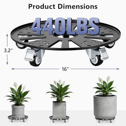 KEDSUM 16 in Plant Caddy with Wheels, Anti-Rust & Anti-Slip, 440LBS - size: 16"