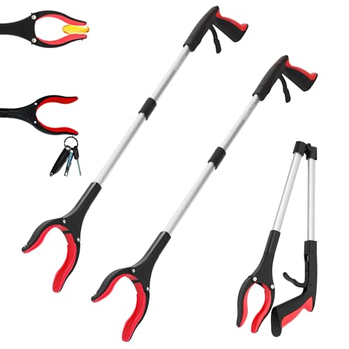 Grabber Reacher Tool - 2 Pack 32” Reacher Grabber Tool with Strong Magnetic and Swivel Head - Heavy Duty Pick Up Stick Grabbers for Seniors, Trash, Surgery Recovery Must Haves Gifts(Red) - size: Red (Pack of 2)