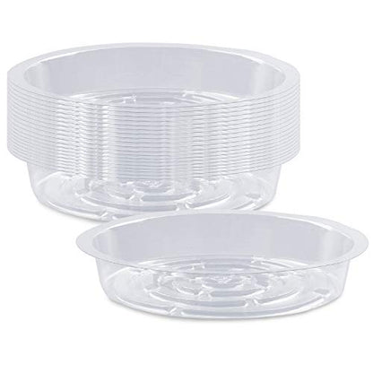Rocutus Plant Saucer,20 Pack Plastic Plant Saucer Drip Trays Small Plant Plate Dish,Heavy Duty Clear Plastic Plant Saucers Flower Pot Tray Flower Pot Drip Pan for Indoor and Outdoor Plants (6 Inch) - size: 5.6 Inch