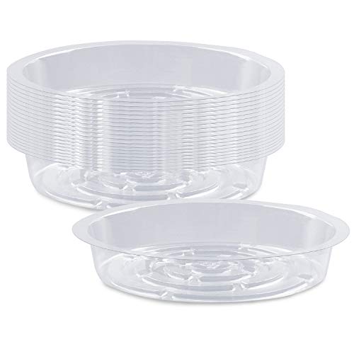 Rocutus Plant Saucer,20 Pack Plastic Plant Saucer Drip Trays Small Plant Plate Dish,Heavy Duty Clear Plastic Plant Saucers Flower Pot Tray Flower Pot Drip Pan for Indoor and Outdoor Plants (12 Inch) - size: 12 Inch