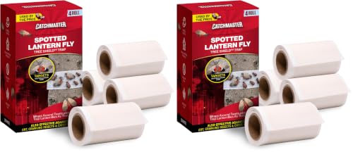 Catchmaster Tree Shield Lantern Fly & Ant Traps Insect Barrier, 4 Rolls 30ft Each, Outdoor Adhesive Crawling Insect Trap to Protect Trees, Fruit & Plants, Pest Control Lawn & Garden (Pack of 2) - size: 4 Rolls (Pack of 2)