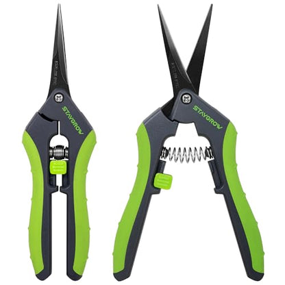2pcs 6.5" Pruning Shears for Gardening Ultra Sharp Garden Scissors - size: 6.5 Inch Straight & Curved