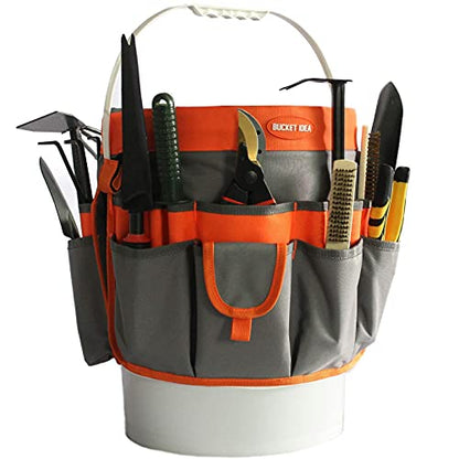 MELOTOUGH Bucket Idea Bucket Tool Organizer With 35 Pockets Fits to 3.5-5 Gallon Bucket (Orange) … - color: Orange