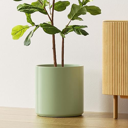 LE TAUCI 12 Inch Pot for Plants, Ceramic Indoor Planter, Sage Green - color: Sage Green