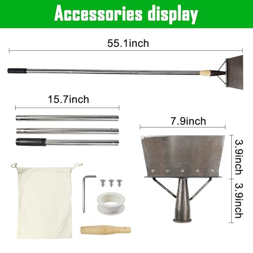 Metal Snow Shovel,Multifunctional Cleaning Shovel Long Handle Steel Flat Shovel for Landscaping, Farm Weeding Tool, Ice Scraper for Outdoor Camping Weeding Planting