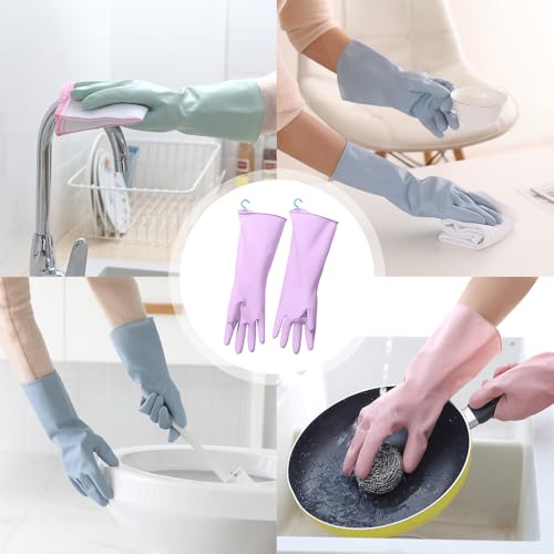 2 Pcs Long Sleeve Dishwashing Gloves, Waterproof Kitchen Cleaning Gloves - color: Pink01, size: Medium