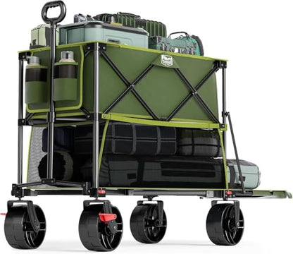 TIMBER RIDGE 400L Folding Double Decker Wagon with Brakes, 54" Extra Long - color: Green, size: Double Decker