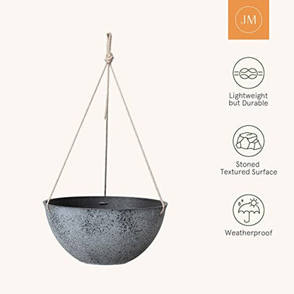 LA JOLIE MUSE Large Hanging Planters for Outdoor Plants, Set of 2,13 Inch - color: Concrete Gray