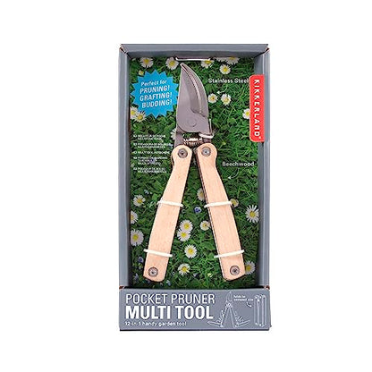 Kikkerland Beechwood Pocket Garden Plant Pruner Multi Tool, Beige - style: Pruner