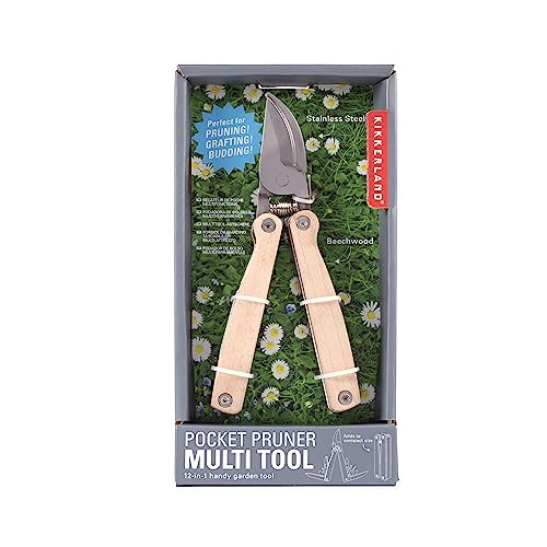 Kikkerland Beechwood Pocket Garden Plant Pruner Multi Tool, Beige - style: Pruner