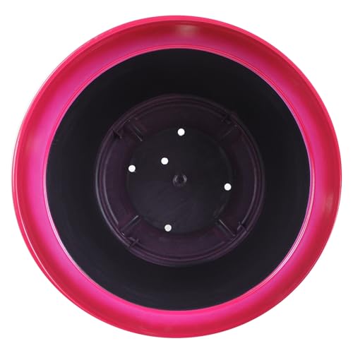 Garden Elements Indoor/Outdoor Glazed Brushed Happy Plastic Planter, Large, Bright Pink, 15" - color: Bright Pink