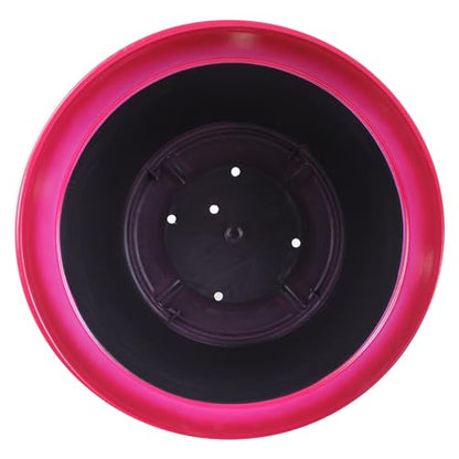 Garden Elements Indoor/Outdoor Glazed Brushed Happy Plastic Planter, Large, Bright Pink, 15" - color: Bright Pink