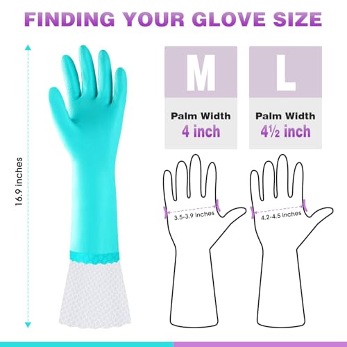 Elgood Reusable Long Dishwashing Cleaning Gloves with Latex Free, Long Cuff,Cotton Lining,Kitchen Gloves 2 Pairs,Purple+Blue Medium - color: Long Cuff-purple+blue, size: Medium (Pack of 2)