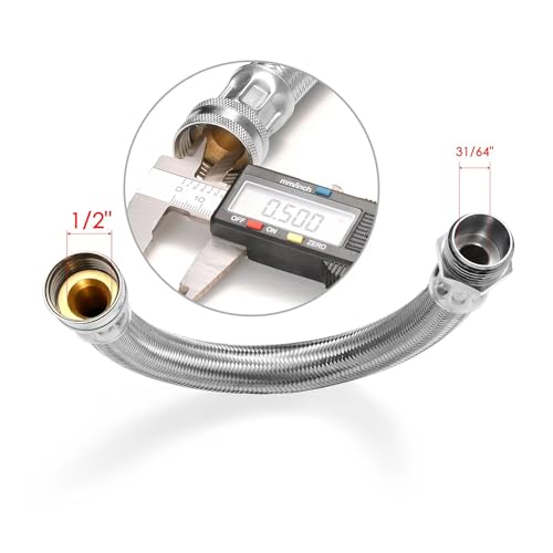 Garden Hose Extender, Kink-Free, Braided Stainless Steel Water Hose - size: 2FT, style: Male to Female