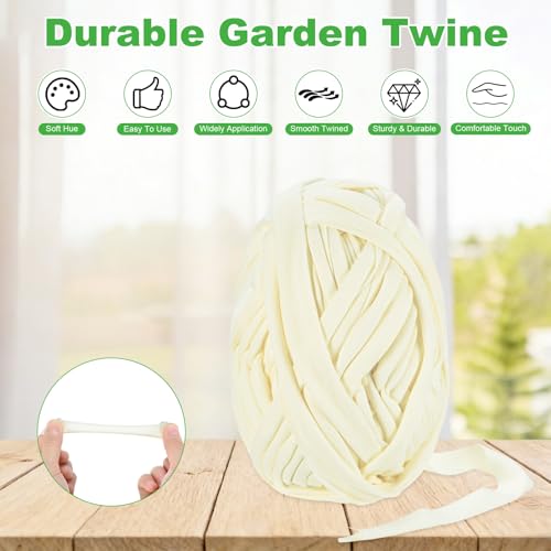 M METERXITY 1-Pack Garden Twine, 98 Feet Stretchy Gardening Tape for Climbing Plants/Tomatoes/Fruit Trees/Gardeners, Green Cloth Plant Ties [White] - color: White
