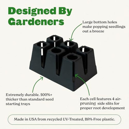 Epic Gardening 6-Cell Seed Starter Tray - 6 Trays - Black - color: Black