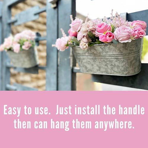 LaLaGreen Rail Planter (16 in, 6 Pack) Silver Metal Hanging Flower Pots - size: 16" (41cm) x 4 Pack