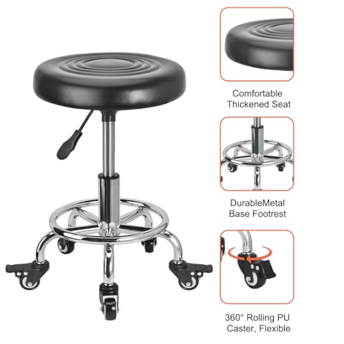 FLOLXNB Rolling Stool Low Roller Seat PU Leather, Rolling Chair Height Adjustable, Garage Stool with Wheels for Manicure Mechanic Home Office Garage Shop (Style 3) - style: Style 3